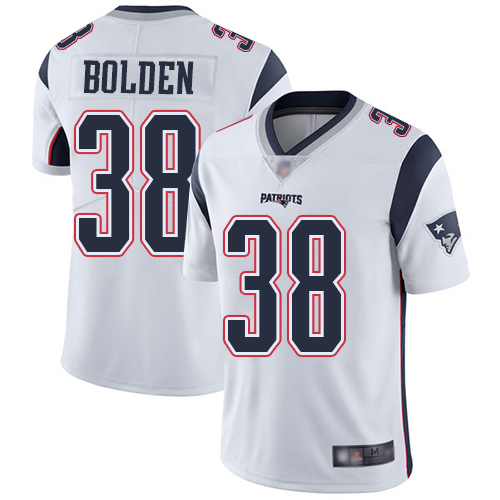 New England Patriots Football #38 Vapor Limited White Men Brandon Bolden Road NFL Jersey